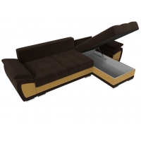 Угловой диван Нэстор (микровельвет коричневый жёлтый) - Изображение 4